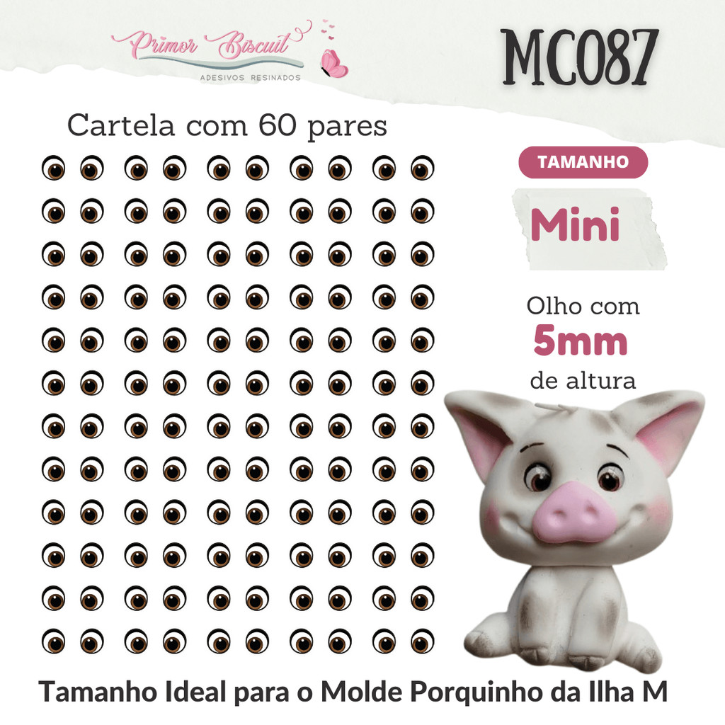 Olhos Adesivos Resinados - MC087 - Porquinhio em Oferta na Shopee