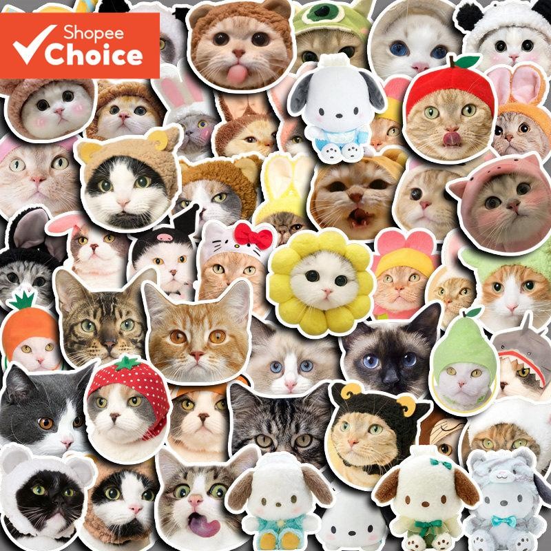 Bonito Cabeça De Gato Emoji Adesivos 50 Pçs Diy Computador Washi Scrapbooking Artes Artesanato Portátil Adesivo