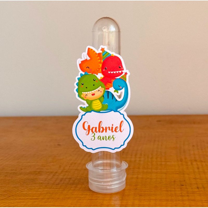 Apliques para Tubetes DINOSSAURO BABY / Tags com Nome / Personalizados para Lembrancinhas de Aniversário Infantil