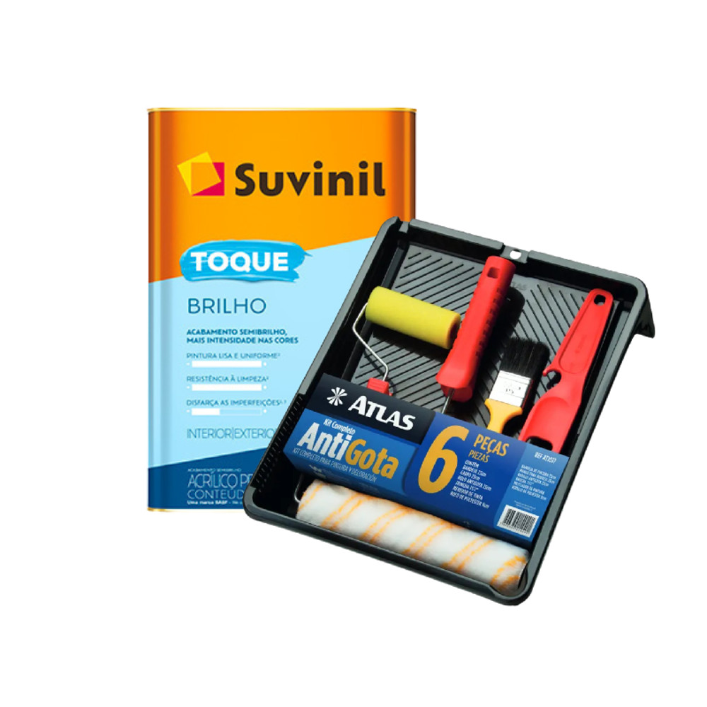 Tinta Toque Brilho Branco Neve 18L Suvinil + Kit Pintura Profissional