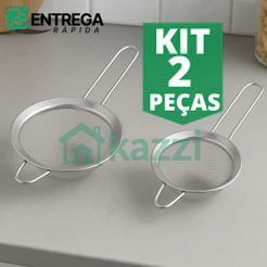 Kit 2 Peneira de Cozinha Aço Inox 10cm e 14cm Coador Multiuso Peneira de Tapioca