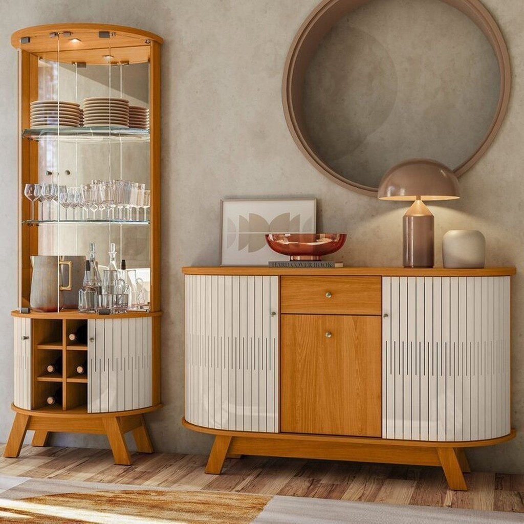 Conjunto Buffet Monza e Cristaleira Marina Cinamomo/Off White em Oferta na Shopee