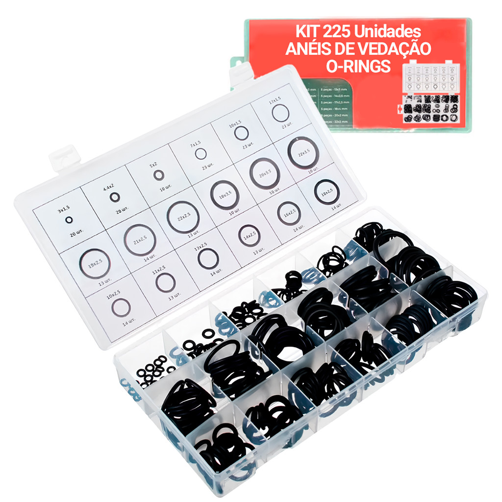 Jogo Com 225 Aneis De Vedacao De Borracha O-ring 18 Tamanhos em Oferta na Shopee