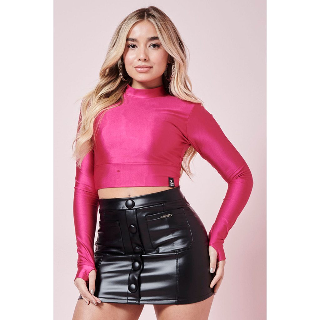 Blusa Cropped Feminina Up Glam Planet Girls Rosa Médio - Women Clothes