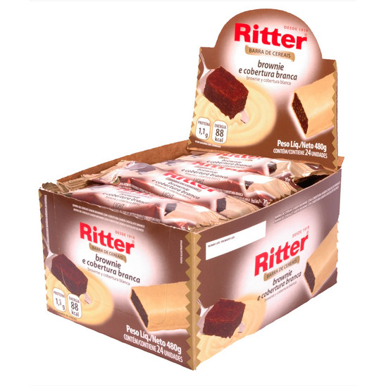 Barra De Cereal Brownie Cobertura Choc Branco Ritter Com 24 Unidades De 20g