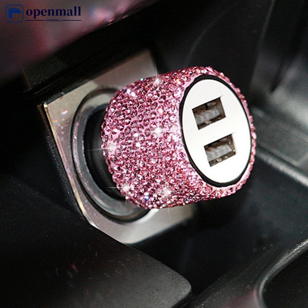 OMALL Diamante Porta USB Dupla Carregamento 2 Em 1 Carregador De Carro Martelo De Segurança Design Portátil J1Q9