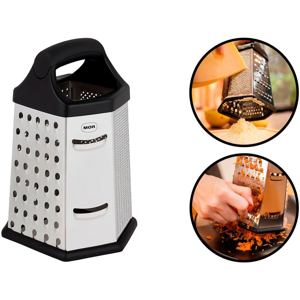 Ralador Cortador Triturador Manual De Queijos Legumes 6 Faces Aço Inox Com Alça Mor	 em Oferta na Shopee