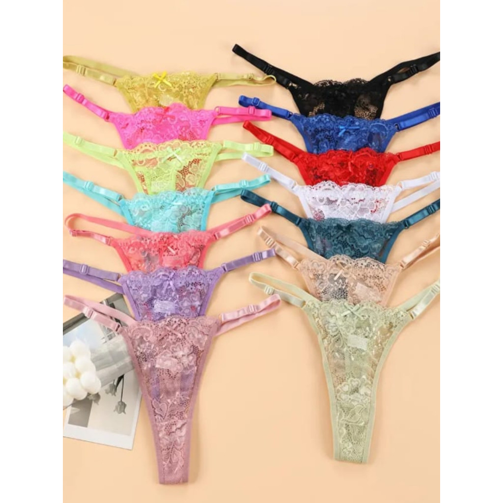 Kit 4 calcinha de renda string fio dental tanga sexy de regulagem lingerie feminina