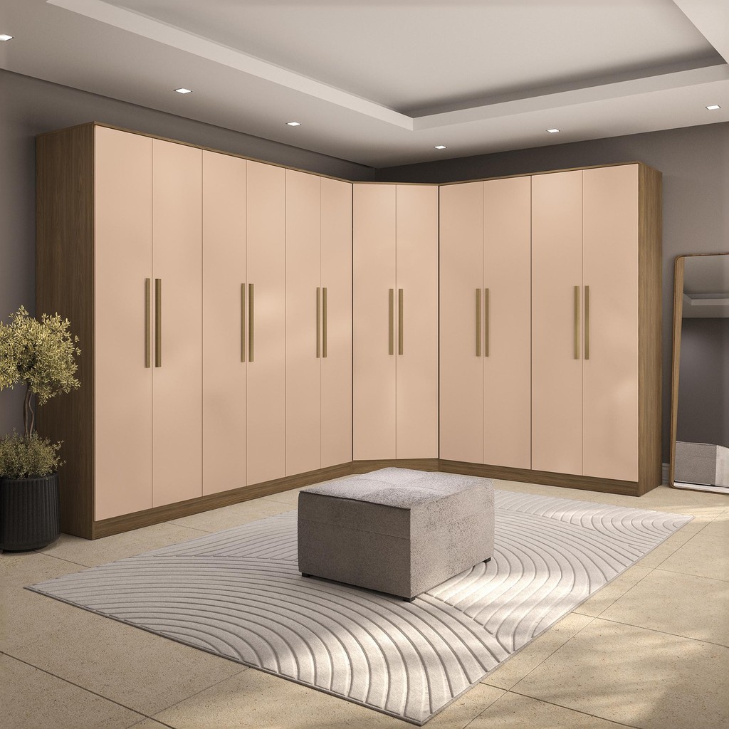 Quarto Modulado Kappesberg Adapt Nogueira/Macadâmia 12 Portas 342cm x 263cm em Oferta na Shopee