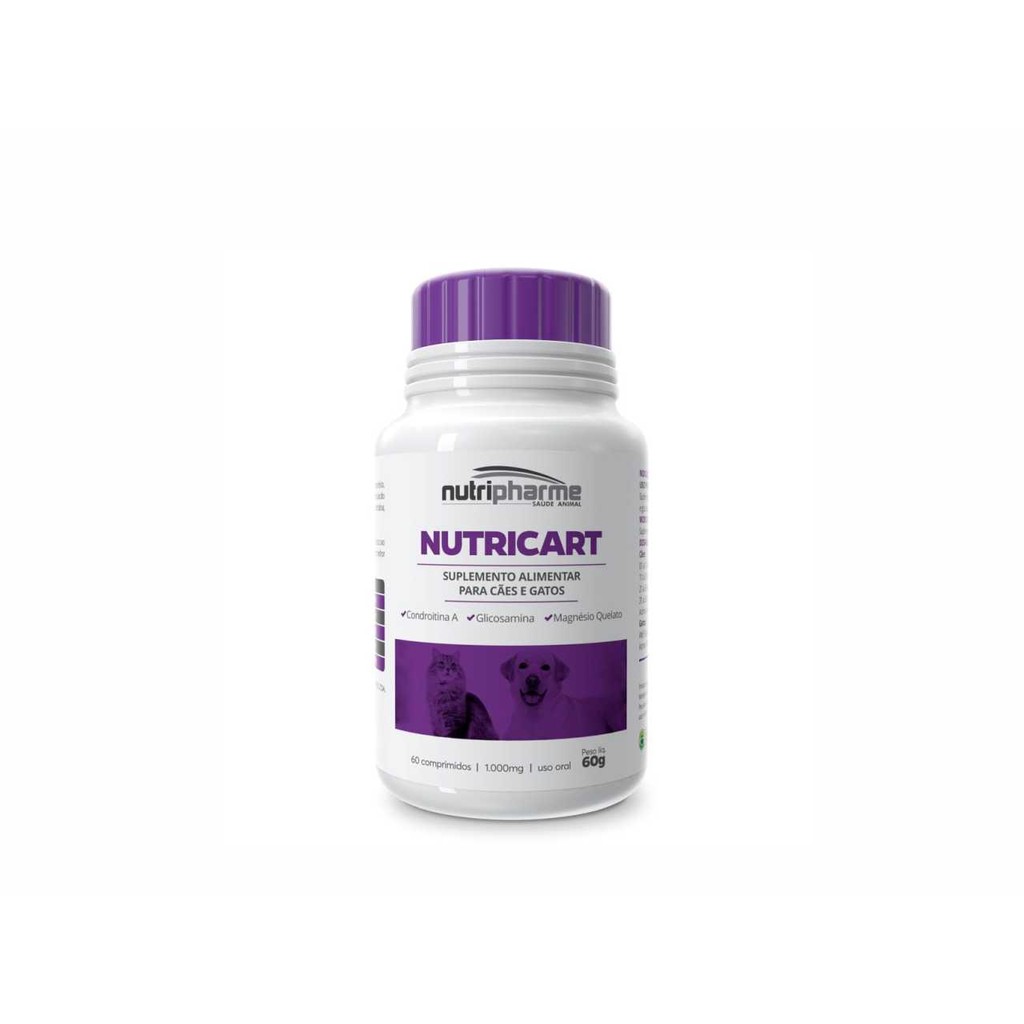 Nutricart 1000 60 Comprimidos | Suplemento com Sulfato de Condroitina e Glicosamina | Cães e Gatos