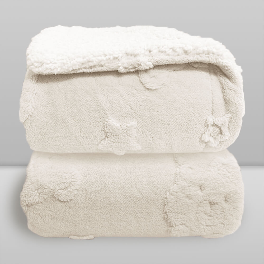 Cobertor Bebê Plush com Sherpa 0,90 x 1,10 Urso Branco em Oferta na Shopee
