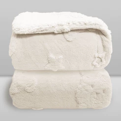 Cobertor Bebê Plush com Sherpa 0,90 x 1,10 Urso Branco