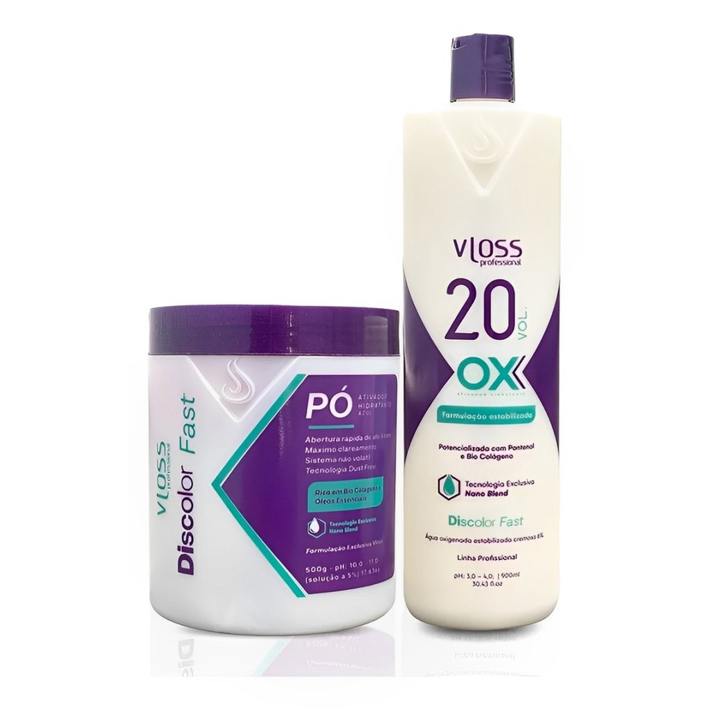 Vloss Pó Descolorante Discolor Fast Azul + Ox 20 Vol