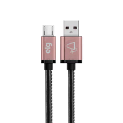 Cabo Micro USB, Sincronização e Recarga 12W 2.4A, Tecido Natural, 1 metro, Preto, SKN510BK, ELG
