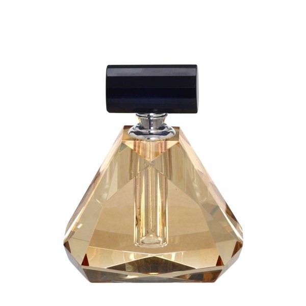Perfumeiro Decorativo Em Cristal Ambar e Preto 10x5.5x12cm