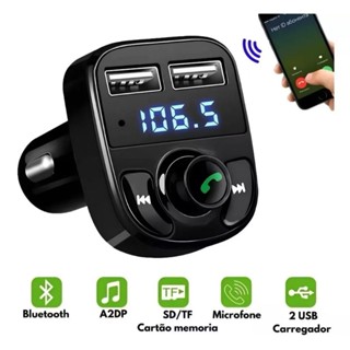 Adaptador Bluetooth Carro Transmissor FM Carregador Veicular Sem Fio Compatível com Android e IOS - x8 em Oferta na Shopee