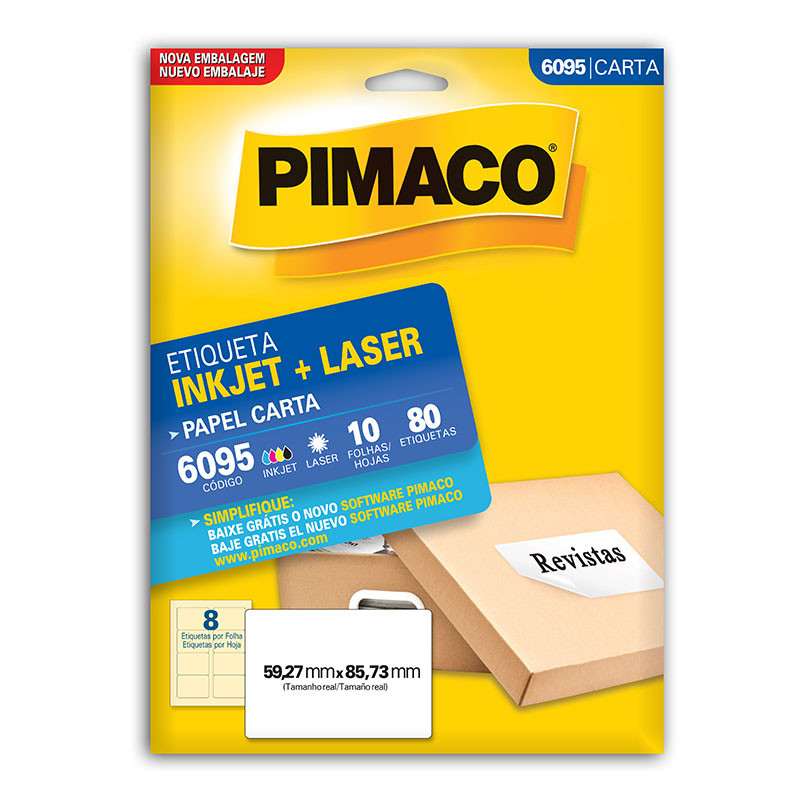Etiqueta inkjet/laser carta 6095 com 10 folhas Pimaco em Oferta na Shopee