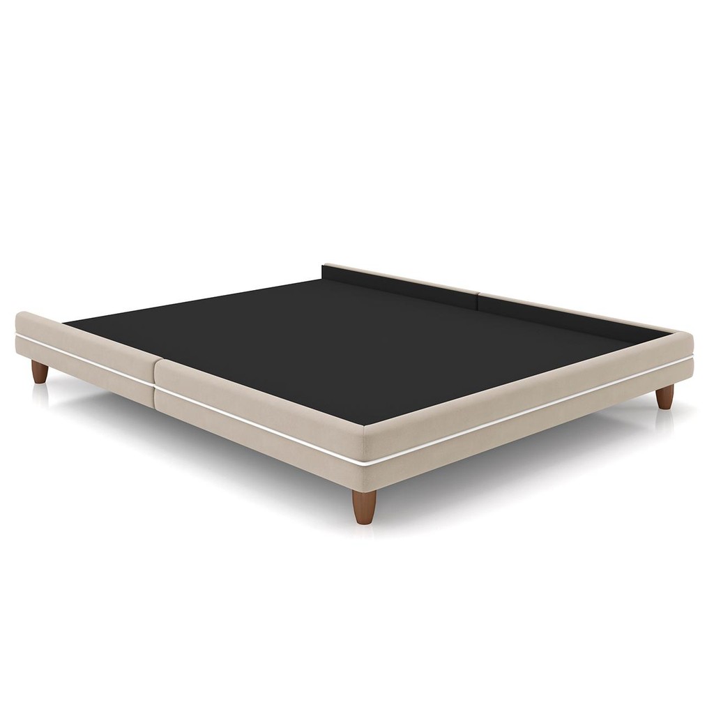 Cama Queen Base Box 160cm Many P02 Veludo Bege - Mpozenato em Oferta na Shopee