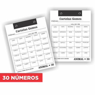 10 Cartelas da sorte c/ 30 NUMEROS - Cartelas Gomes em Oferta na Shopee