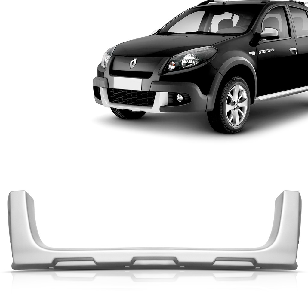 Aplique Moldura Parachoque Dianteiro Sandero Stepway 2011 2012 2013 Inferior Prata