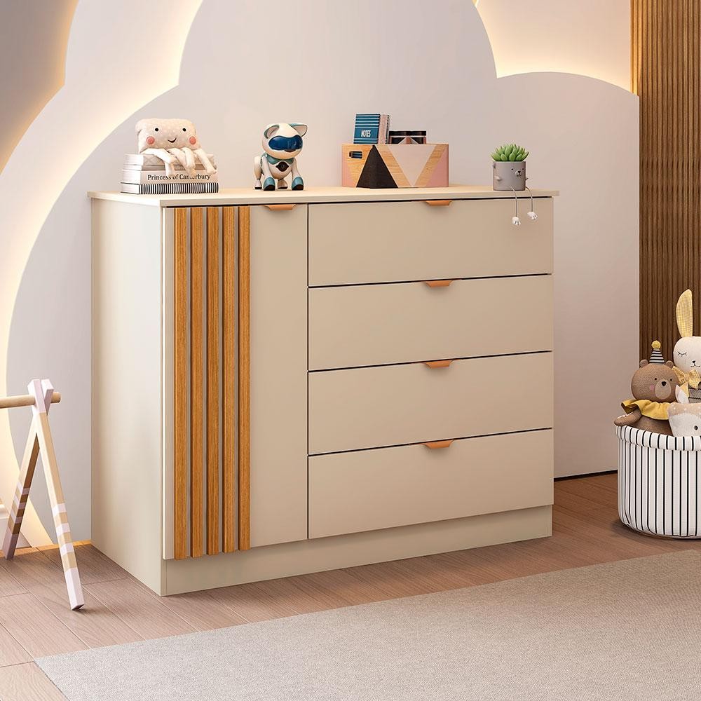 Cômoda Infantil Ayla 1 PT 4 GV Off White