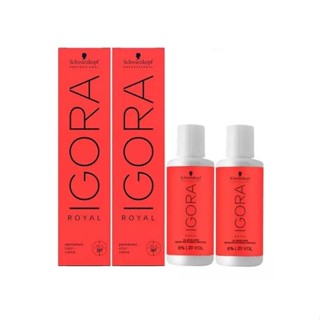 Kit Tinta Igora Royal 2un 1-1 + 2un Ox Água Oxigenada 60ml em Oferta na Shopee