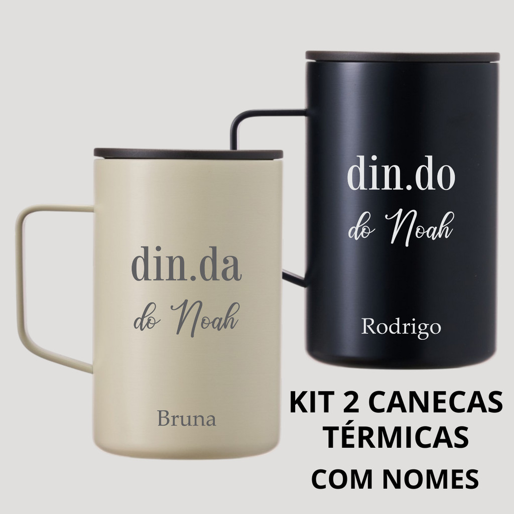 Kit Presente para Padrinhos – 2 CanecasTérmicas 350ml Personalizados com Nomes Dindo e Dinda em Oferta na Shopee