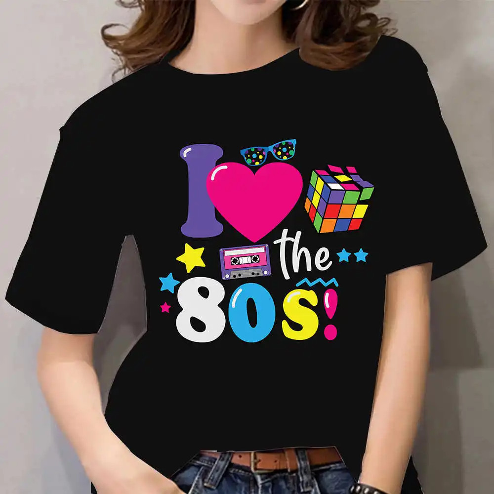 [Camiseta Premium em Algodão Puro]SISI Camiseta T-shirt Unissex Algodão  I Love the 80's