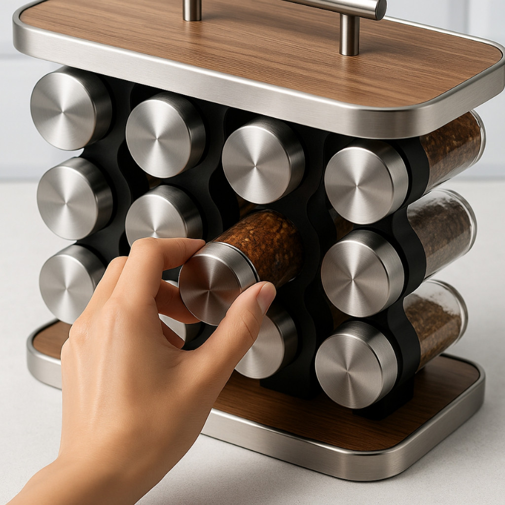 Porta Tempero Condimento 12 Potes De Vidro Com Alça Inox Cozinha