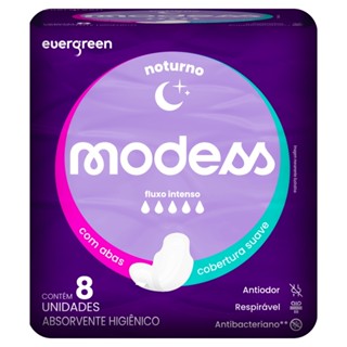 Absorvente Íntimo Noturno Abas Intenso Modess 8un Evergreen em Oferta na Shopee