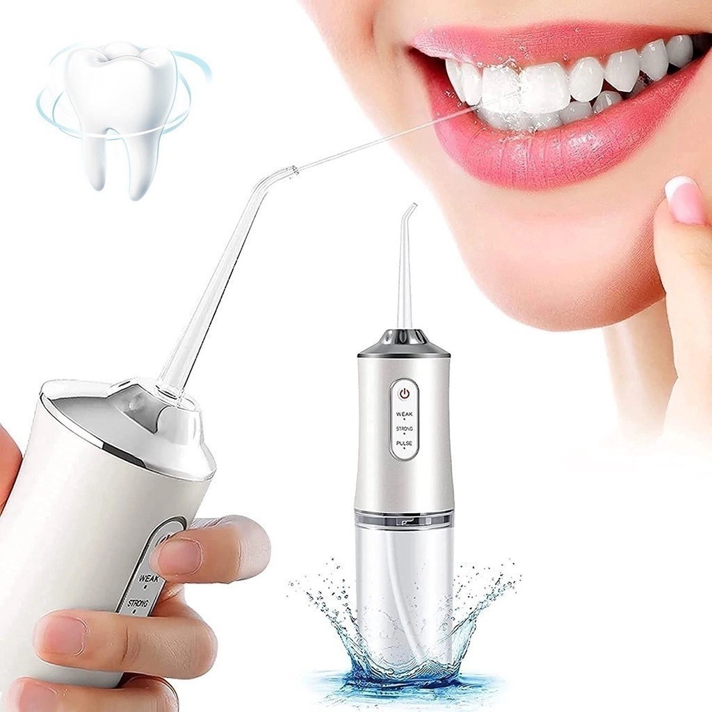 Irrigador Dental Oral Recarregavél 220ml Higiene Limpeza Bucal Portátil Limpador de Dente em Oferta na Shopee