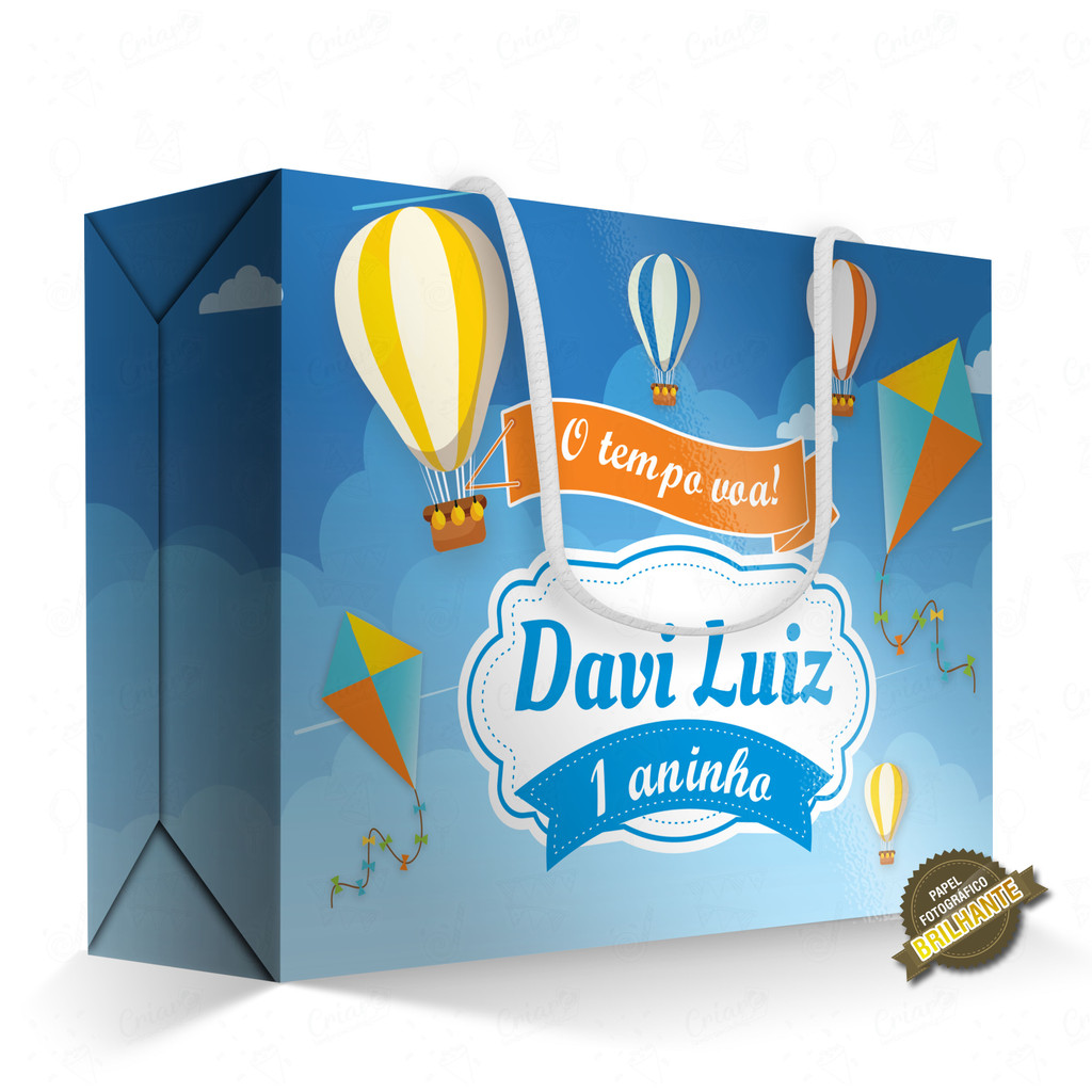 10, 15, 20 ou 25 unid - Caixa Surpresa - O tempo voa - [QUALIDADE PREMIUM COM BRILHO] - Sacolinha Personalizada
