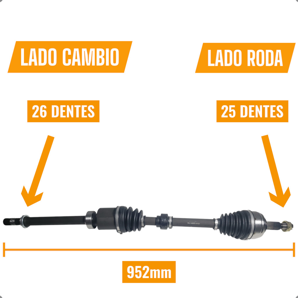 Detalhes do Par Semi Eixo Homocinetico Esquerdo Direto Volda Duster Oroch 1.6 2.0 Manual 2012 a 2025