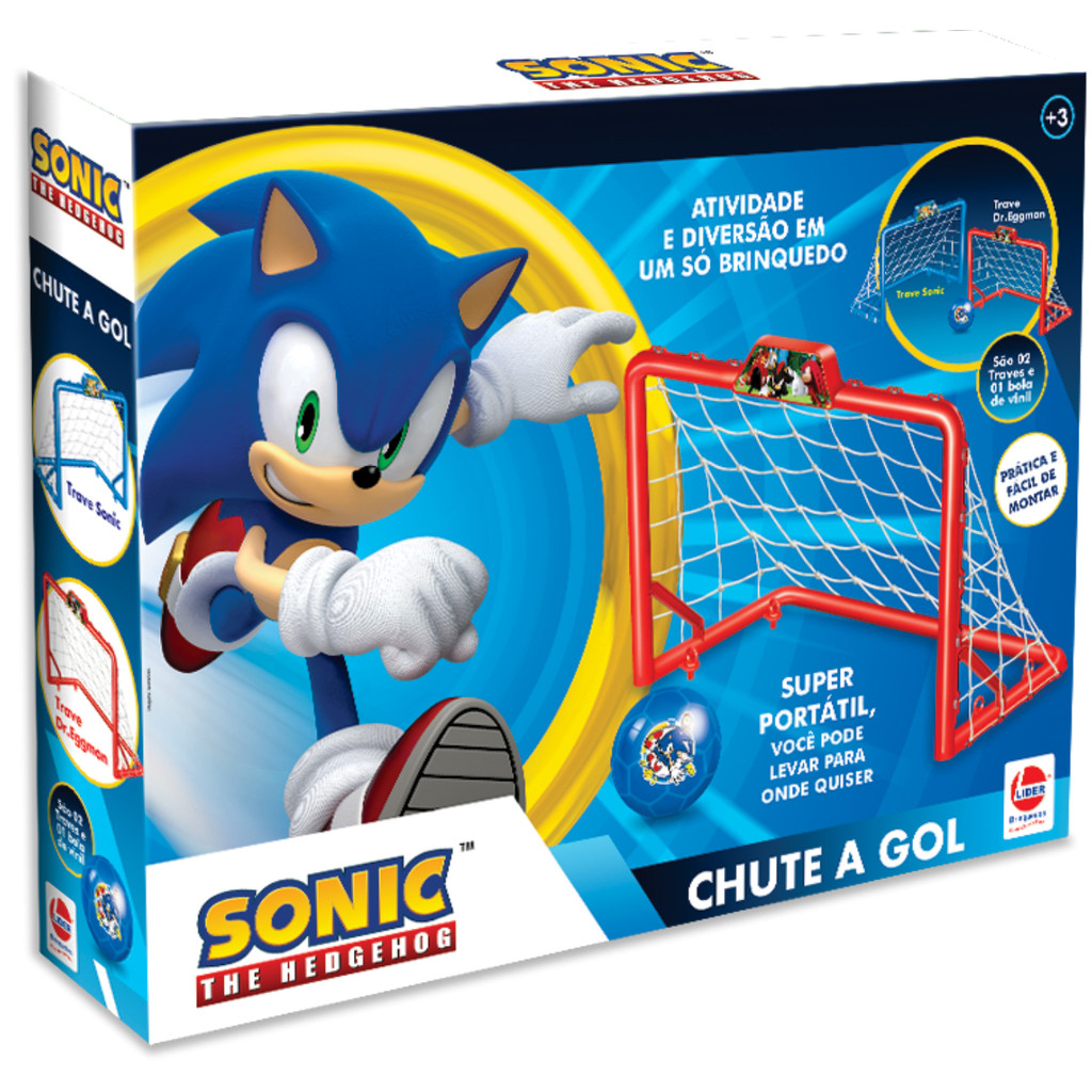 Brinquedo Golzinho Chute a Gol Sonic 2 Gols 1 Bola