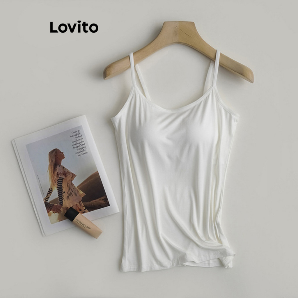 Detalhes do Lovito Regatas Esportivas Simples Yoga Sling Sports Tank Para Mulheres LNL50247