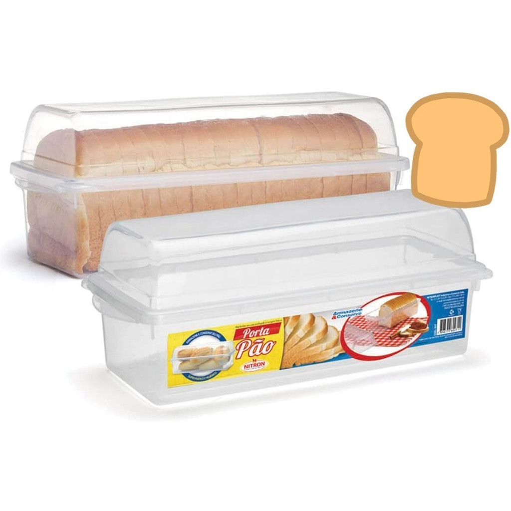 Porta Pão Nitron Com Tampa Organize e Conserve Seus Pães Frescos Por Mais Tempo Resistente e Prático