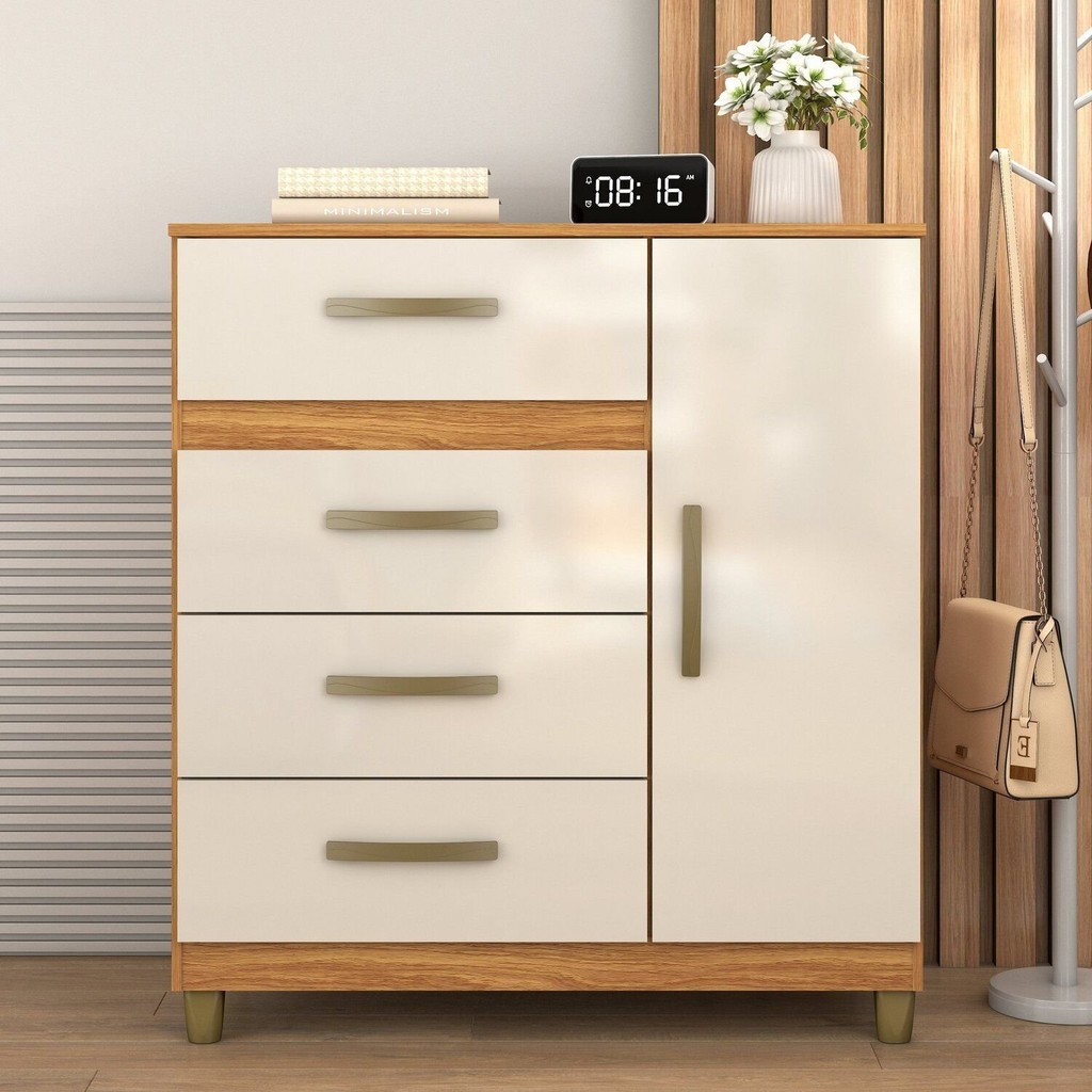 Cômoda Leme 1 Porta 4 Gavetas 99x90,5x40cm em Oferta na Shopee