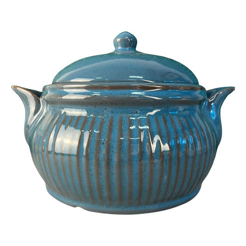 Sopeira Cerâmica Modelo Imperial 4 Litros Compoteira Mesa Posta Azul - Cor Aqua Marine