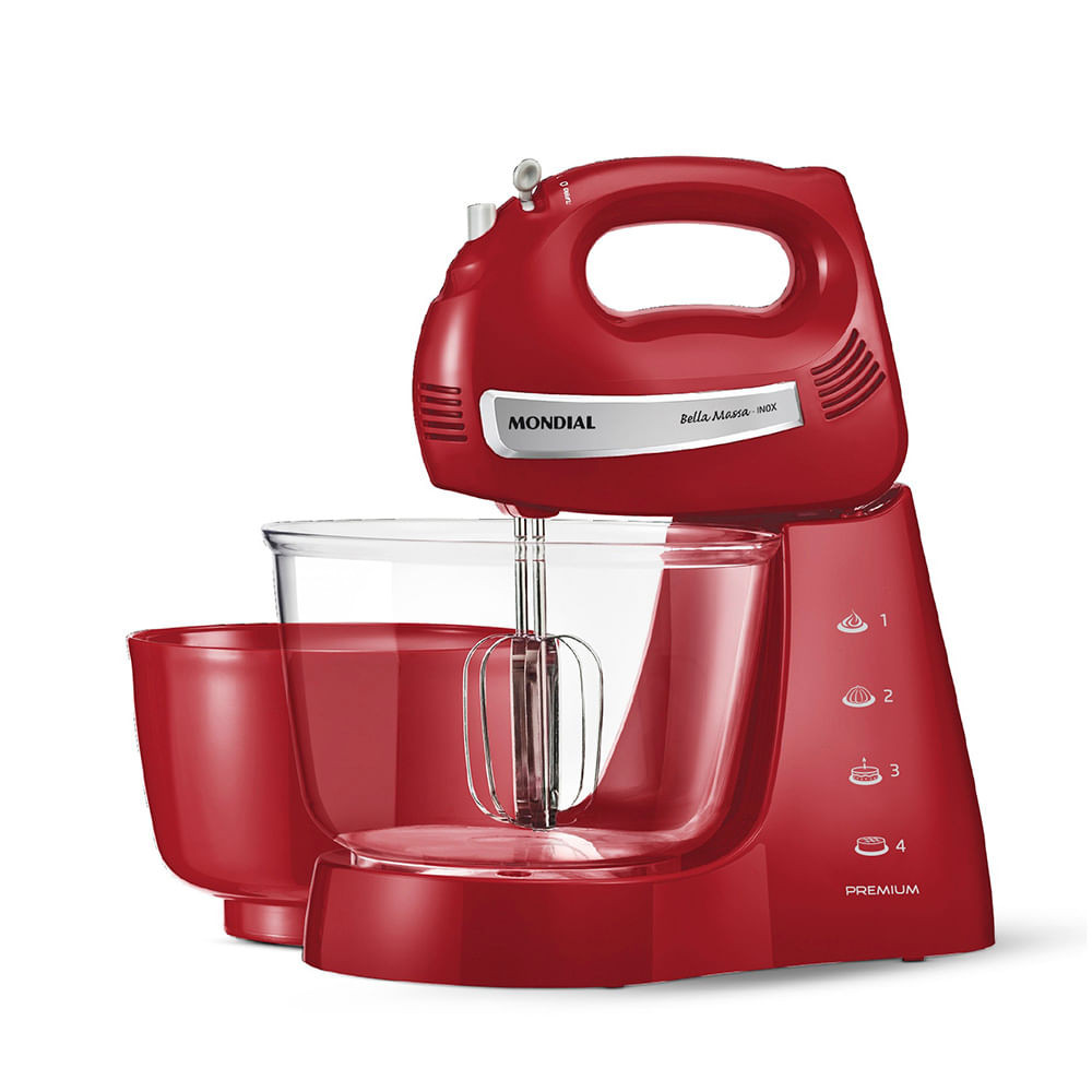 Batedeira Bella Massa Mondial Vermelho e Inox 500W B-29 NP em Oferta na Shopee
