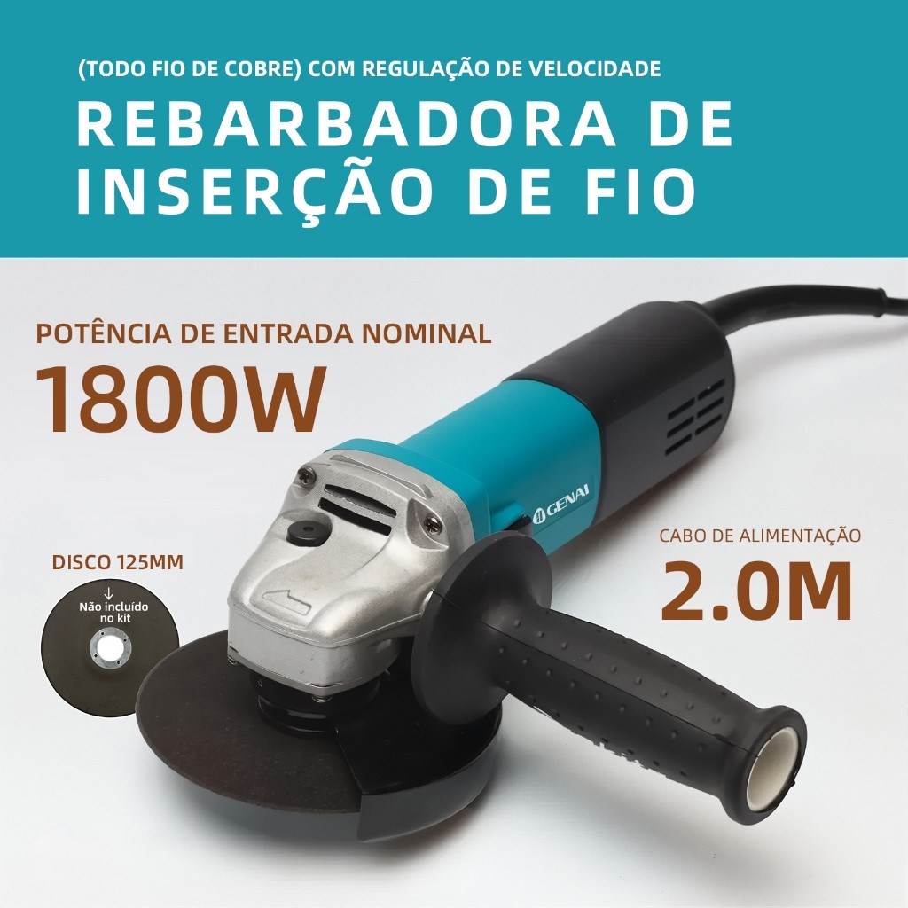 Esmerilhadeira Angular 1800w Lixadeira Genérica Serra Elétrica Ferramentas Elétricas 220v