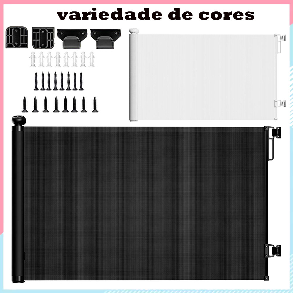 Cerca retrátil de proteção de escada para porta de segurança infantil 150x86cm preto ou branco