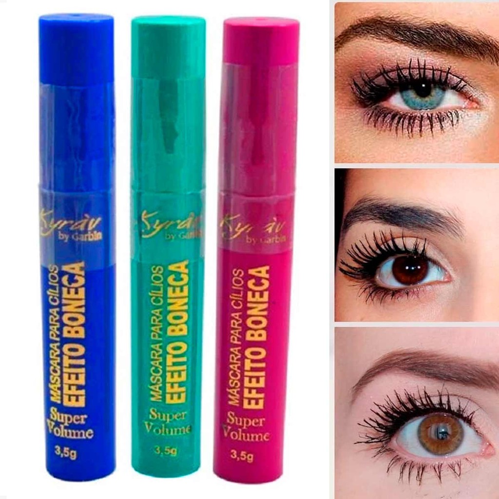 Rímel Máscara de cílios SUPER VOLUME EFEITO BONECA Kyrav Preto Olhar Marcante Rímel que Define