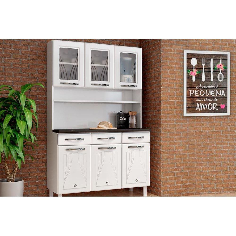 Kit de Cozinha Compacta Star New Aço c/ 6 Portas e 3 Gavetas 120cm Branco - Telasul