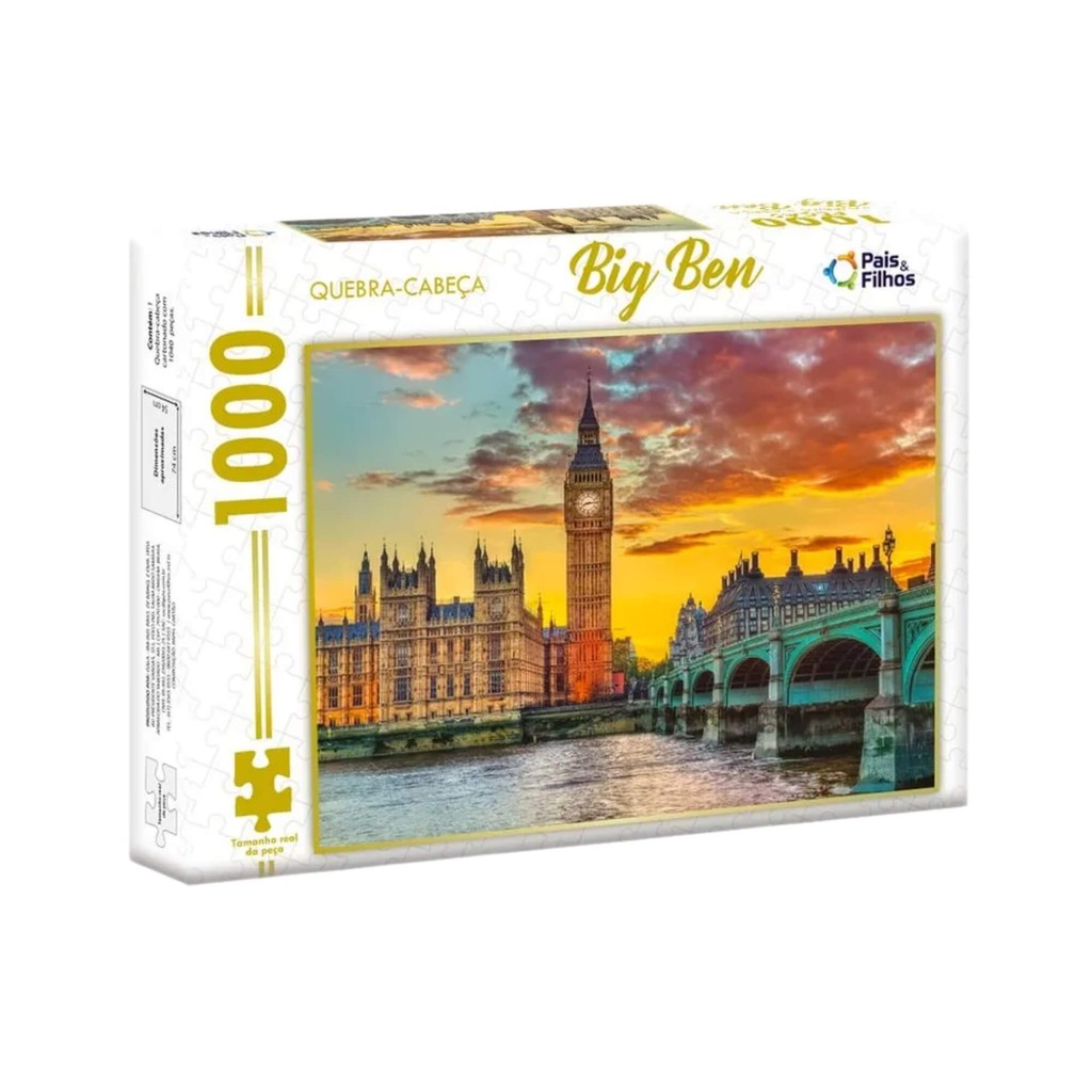 Quebra-Cabeça Big Ben Londres 1000 Peças Puzzle Pais e Filhos - Jogo 8+ Anos