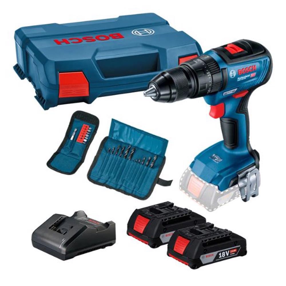 Furadeira/parafusadeira Impacto 18v-50 BOSCH + 2 baterias 2ah + Maleta em Oferta na Shopee
