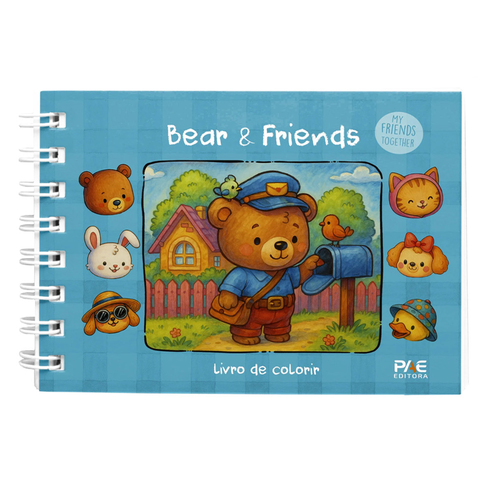 Livro Bear e Friends | Livro de Colorir | Capa Azul