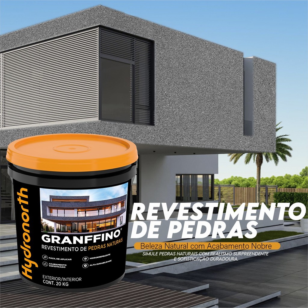 Revestimento Textura Granffino Pedras Naturais 20Kg - Hydronorth em Oferta na Shopee
