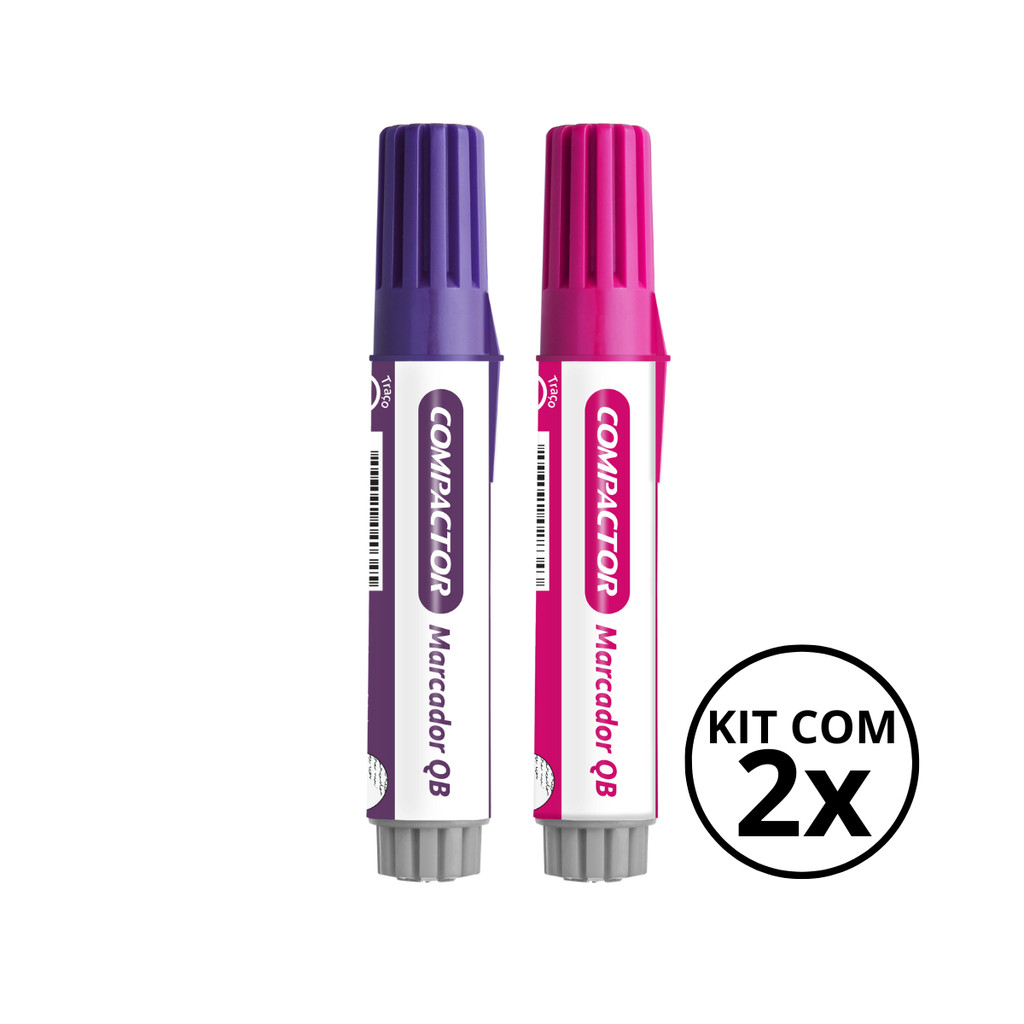 Kit com 2 Marcadores Para Quadro Branco - COMPACTOR COR:VIOLETA+ROSA em Oferta na Shopee