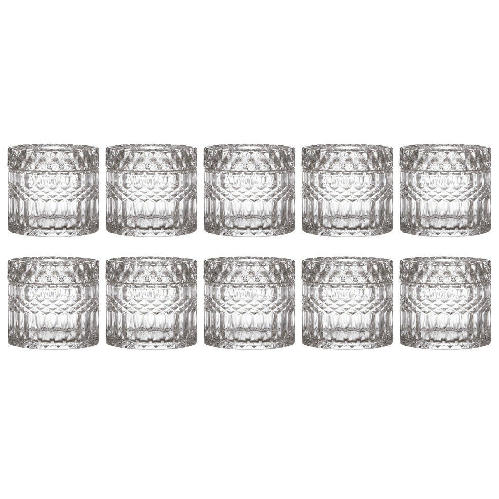 Kit C/ 10 Potiches Cristal Finesse Transparente Baleiro Bomboniere Vidro Resistente Luxo