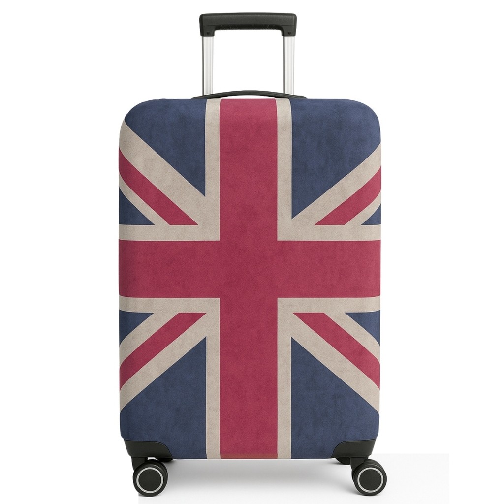 Capa Mala de Viagem Bandeira Reino Unido Protetora Bagagem Tecido Suplex Resistente Avião Estampada